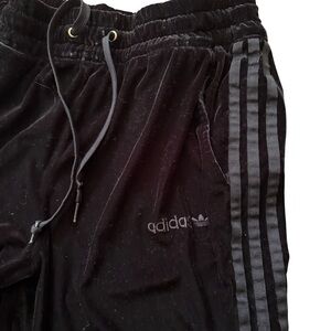 Adidas black velvet running pants joggers M